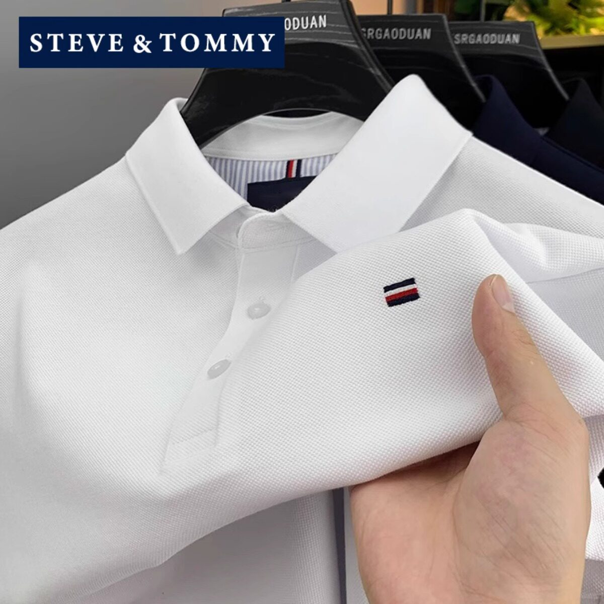 STEVE TOMMY史蒂夫汤米纯棉POLO衫男短袖夏装t恤纯色全棉上衣体恤