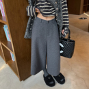 羊毛裤 灰色七八分毛呢直筒阔腿裤 女秋冬老钱风小个子宽松休闲西装