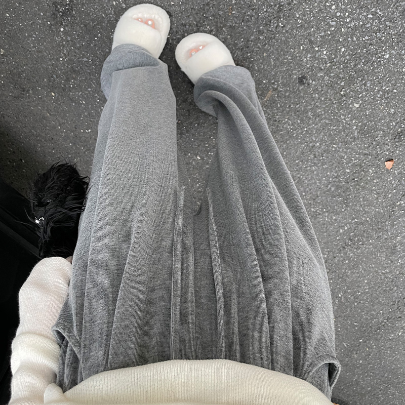 高腰韩版长裤垂感秋冬加绒阔腿裤