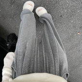 灰色慵懒休闲长裤 垂感宽松加绒糯米裤 子 女2023秋冬新款 针织阔腿裤