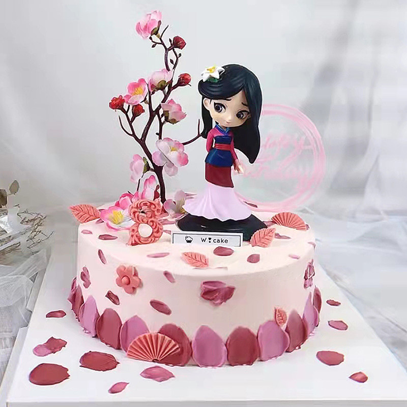 花木兰蛋糕装饰摆件插件中国风烘焙装扮梅花古风女生生日蛋糕配件