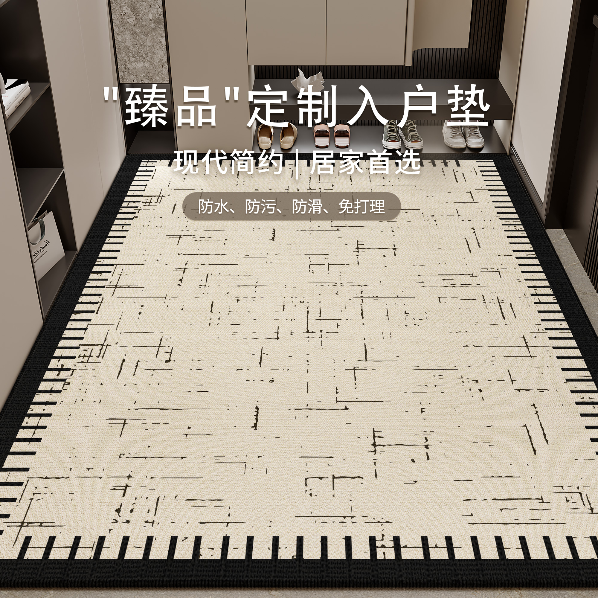 现代简约地垫入户门垫进门2025新款专用脚垫玄关自由裁剪可擦免洗
