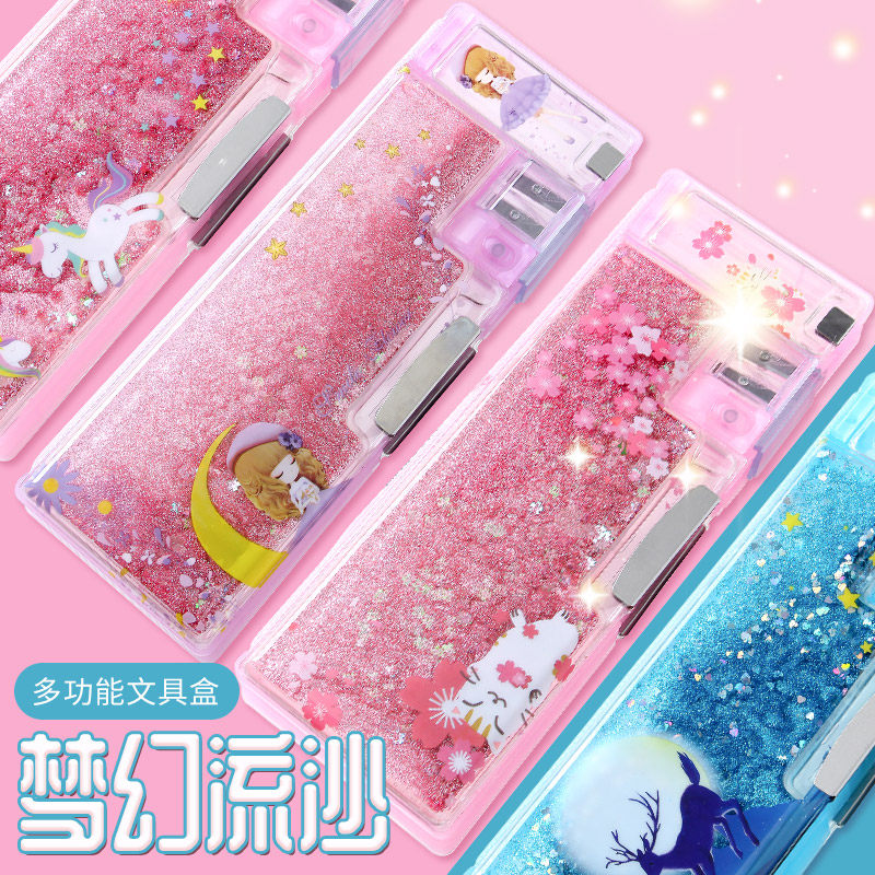 流沙文具盒ins风小众网红女孩幼儿园小学生新款大容量可爱好看的铅笔