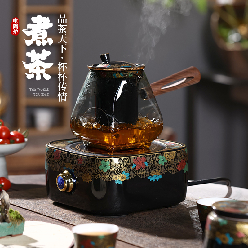 蕴华堂 电陶炉煮茶复古家用耐热玻璃烧水壶办公室电热茶炉煮白茶