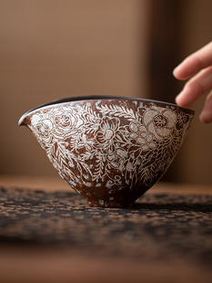 云华堂中国覆古陶瓷花会杯镀金银老岩泥茶隔板家用功夫茶具茶海