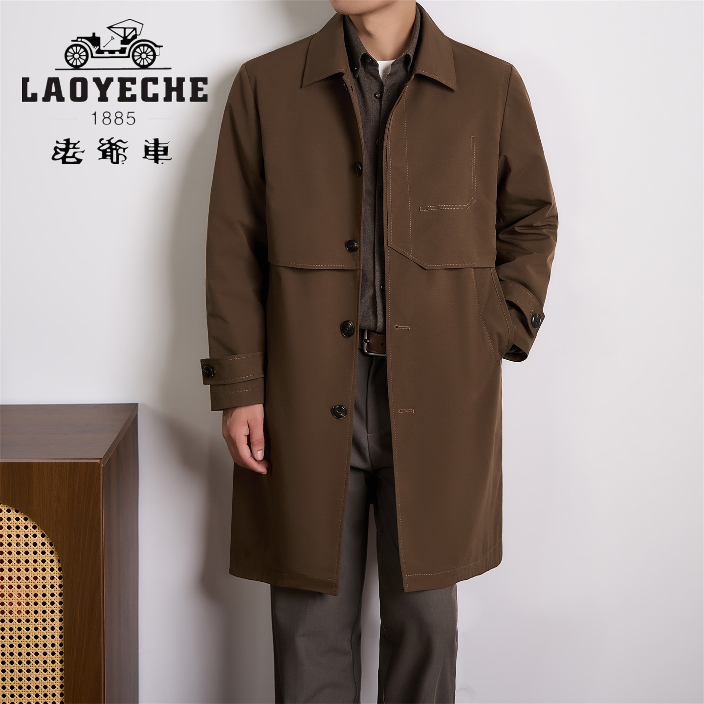 老爷车男士中长款风衣202