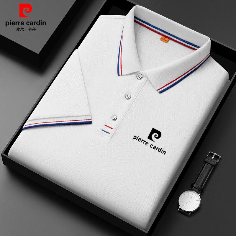 皮尔卡丹男士冰丝棉Polo衫2025夏季新款中年翻领纯棉短袖T恤男装