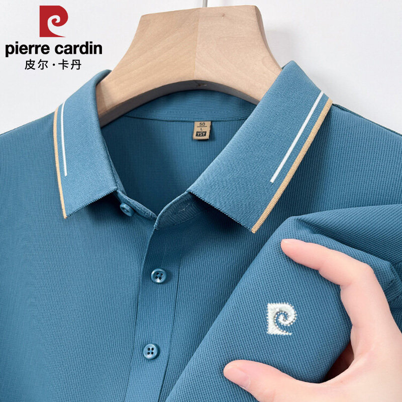 皮尔卡丹短袖t恤男士中年翻领爸爸夏季商务休闲男士POLO衫上衣潮