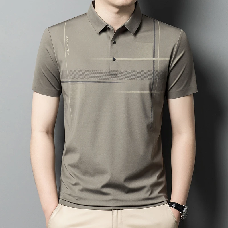 皮尔卡丹冰丝polo衫男2025夏季翻领商务休闲短袖宽松中年爸爸T恤
