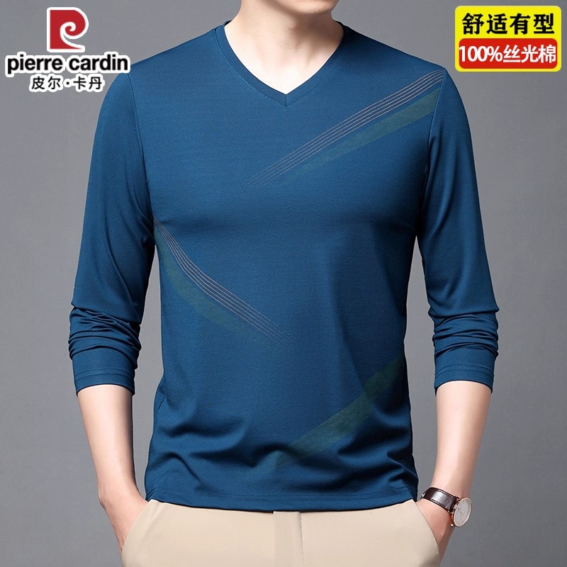 皮尔卡丹100%纯棉长袖T恤打底衫