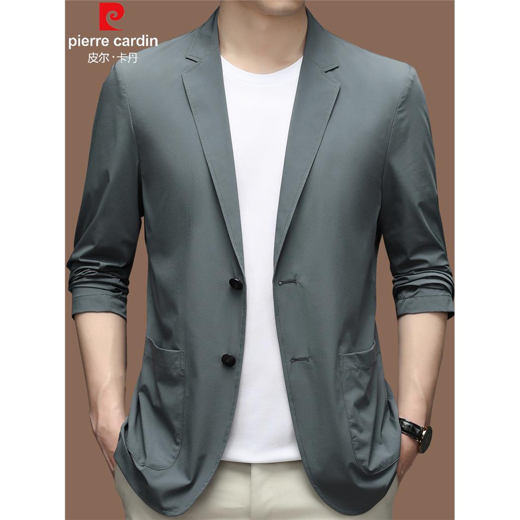 皮尔卡丹冰丝西服男士夏