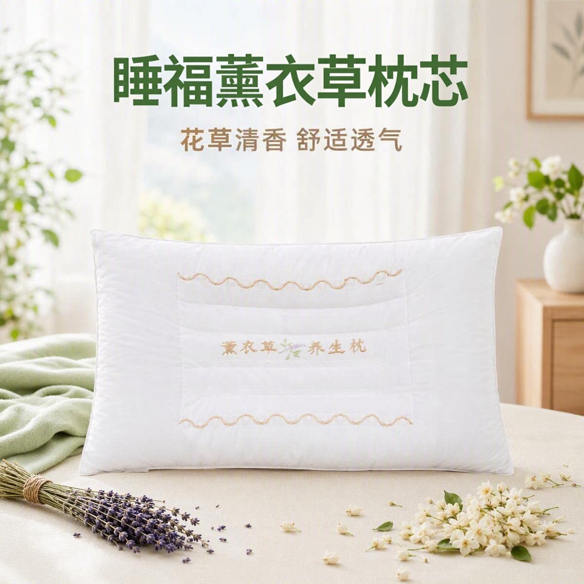 睡福薰衣草清香花草枕头成人家用学生宿舍茉莉花决明子荞麦壳枕芯