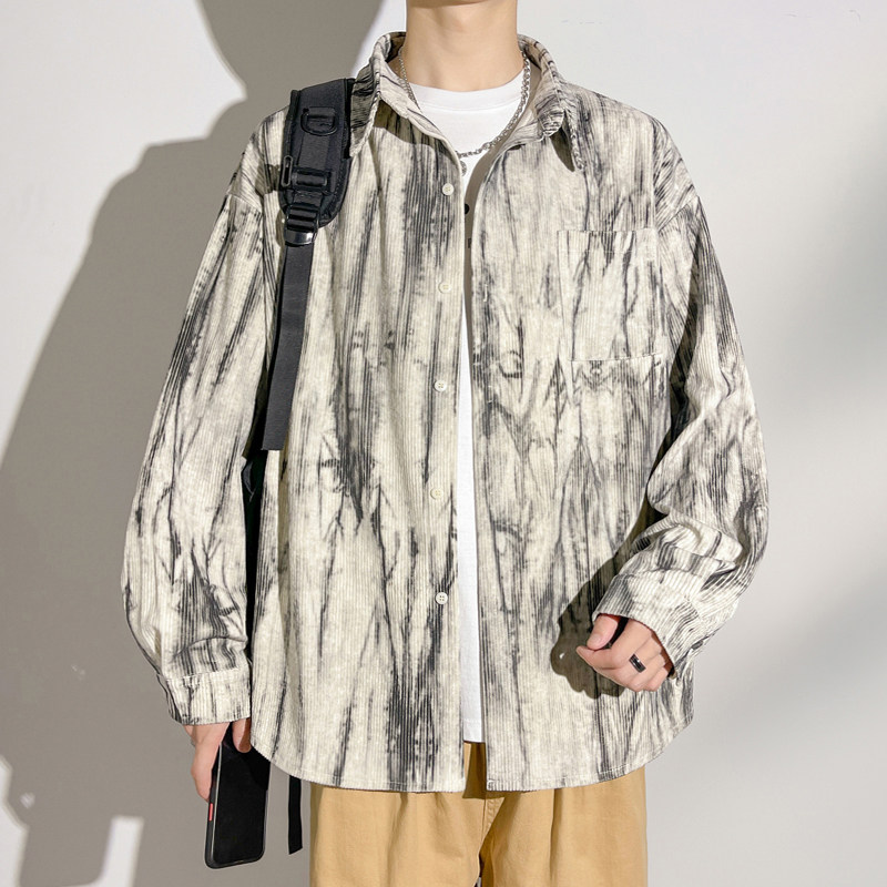 CS899特批P38现货秋冬新款扎染肌理感大码长袖衬衫M-6XL,男装衬衫,电商A018
