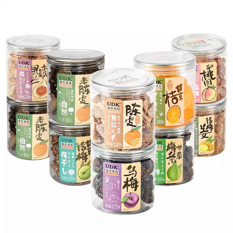 优之良品云浮特产甘草话梅盐津桃肉蜂蜜陈皮乌梅金桔无花果山楂罐