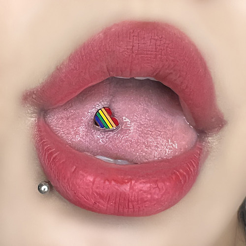 rockboil彩虹爱心舌钉精抛光