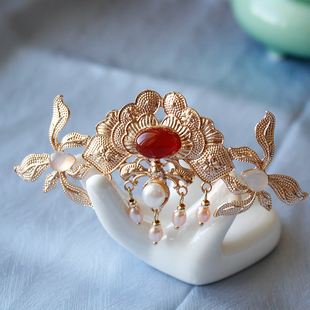 鸿音原创设计莲华发冠复古宫廷发钗唐风古装宋制发簪汉服敦煌头饰