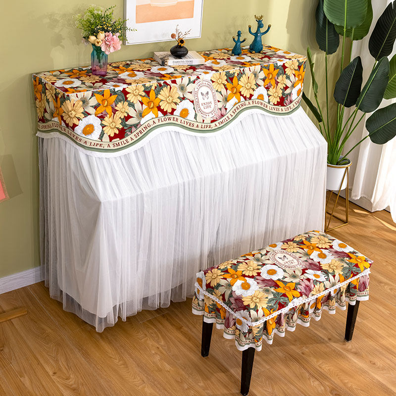 简约现代风钢琴防尘罩全罩布艺钢琴套钢琴凳罩轻奢高级感高端新款