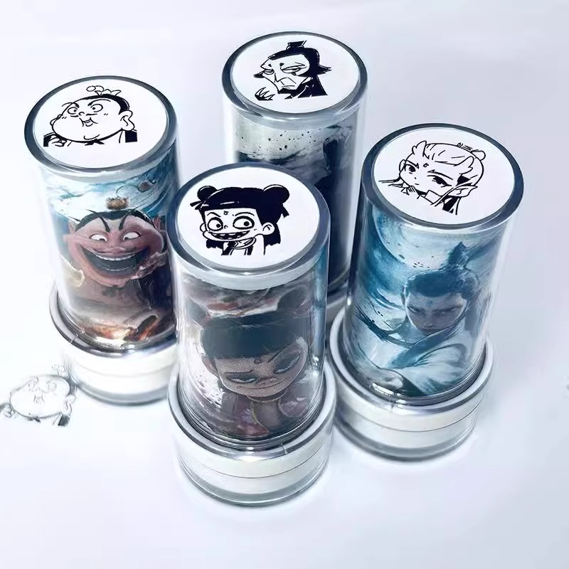 哪咤周边打卡印章卡通动漫熬丙手账太乙表情创意学习用品印章小孩子搞怪鼓励打卡印章儿童手工玩具幼儿园礼物