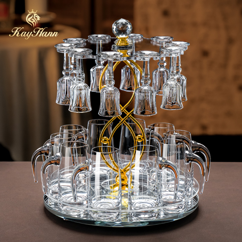 轻奢刻花高脚白酒杯分酒器套装