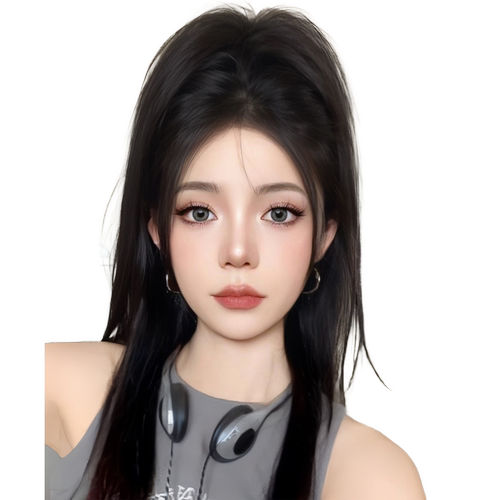 假发女长发仿真发瀑布半扎高马尾抓夹新中式甜酷辣妹马尾假发辫子