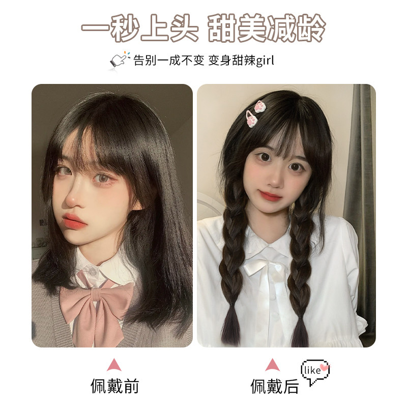 假发女高马尾自然拳击辫麻v花辫子俏皮可爱网红泡泡辫灯笼辫假马