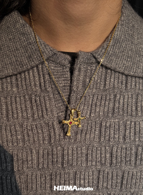 枯枝系列枝干纹理项链男女小众设计锁骨链高级感简约情侣毛衣链