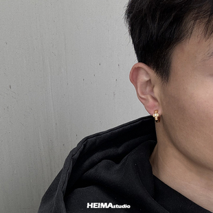 歐美十字花無痛耳夾無耳洞男女耳骨夾純銀耳環(huán)高級(jí)感痞帥耳釘單只