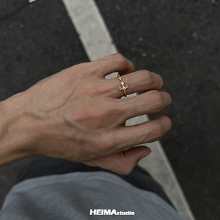 原创鸢尾花系列莫桑钻十字花S925纯银戒指男女高级感小众可调节