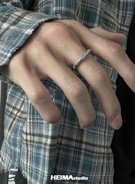 原创金箍棒素圈戒指男纯银