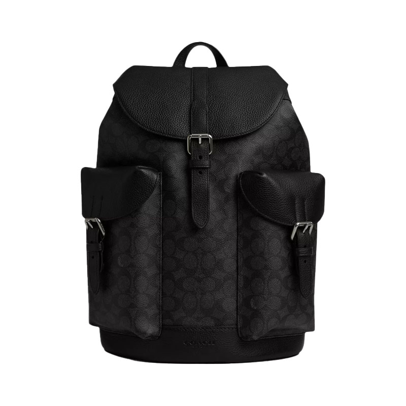 COACH/蔻驰男士双肩包背包书包旅行包 翻盖款 侧面大口袋