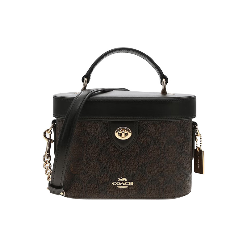 COACH/蔻驰COACH蔻驰女士黑色老花盒子包手提斜挎包链条包