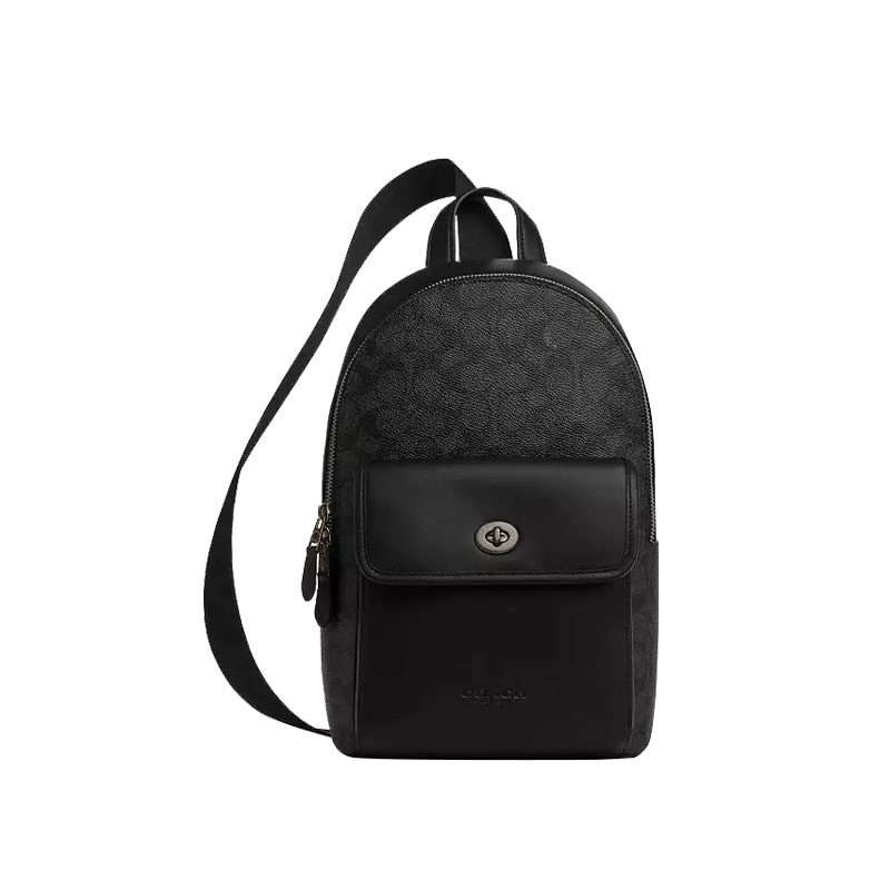 COACH/蔻驰Turnlock Pack 男士斜挎包胸包骑行包 大号 旋转扣