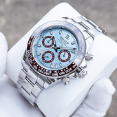 OBLVLO欧宝罗运动计时熊猫迪陶瓷圈石英表钢带男表送礼父亲节