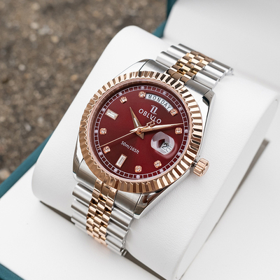 OBLVLO欧宝罗男士手表日历钢带