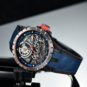 赛博新款 镂空机械表男赛车科技陀飞轮镂空夜光男表胶带大表盘