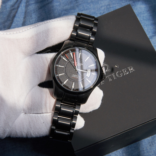 联名瑞夫泰格手表男黑钢全自动机械表夜光防水男士手表精钢带男表