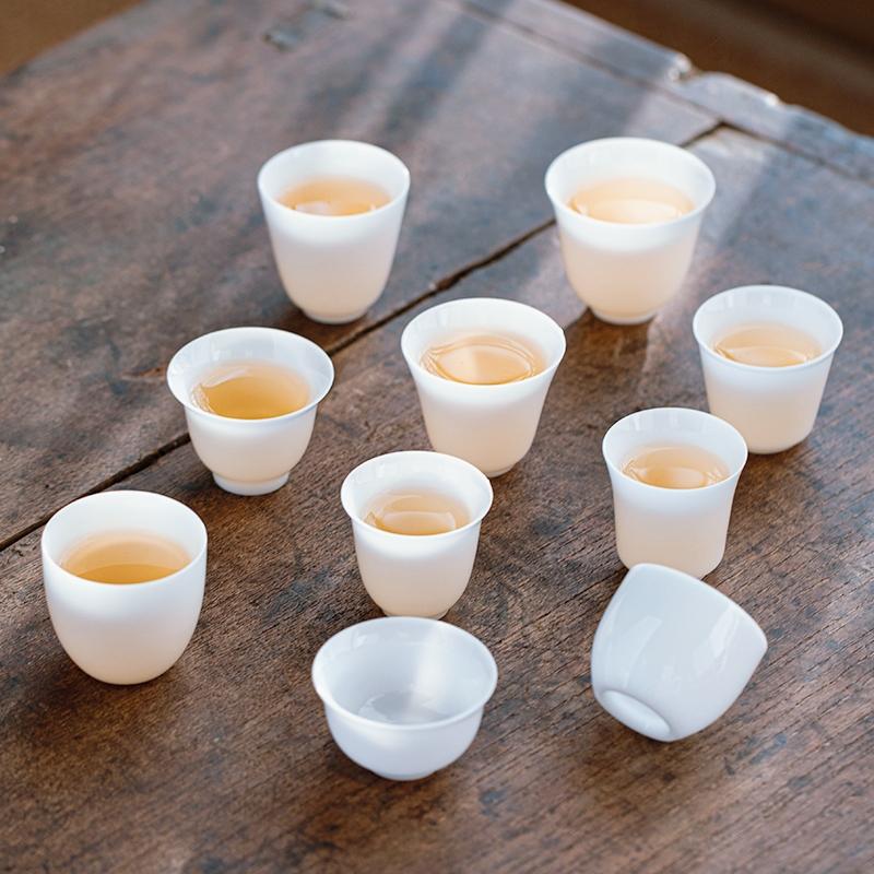 冰种羊脂玉瓷主人杯单品茗杯茶盏