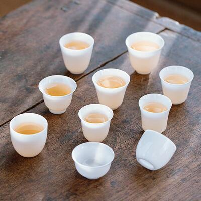 冰种羊脂玉瓷主人杯单品茗杯茶盏