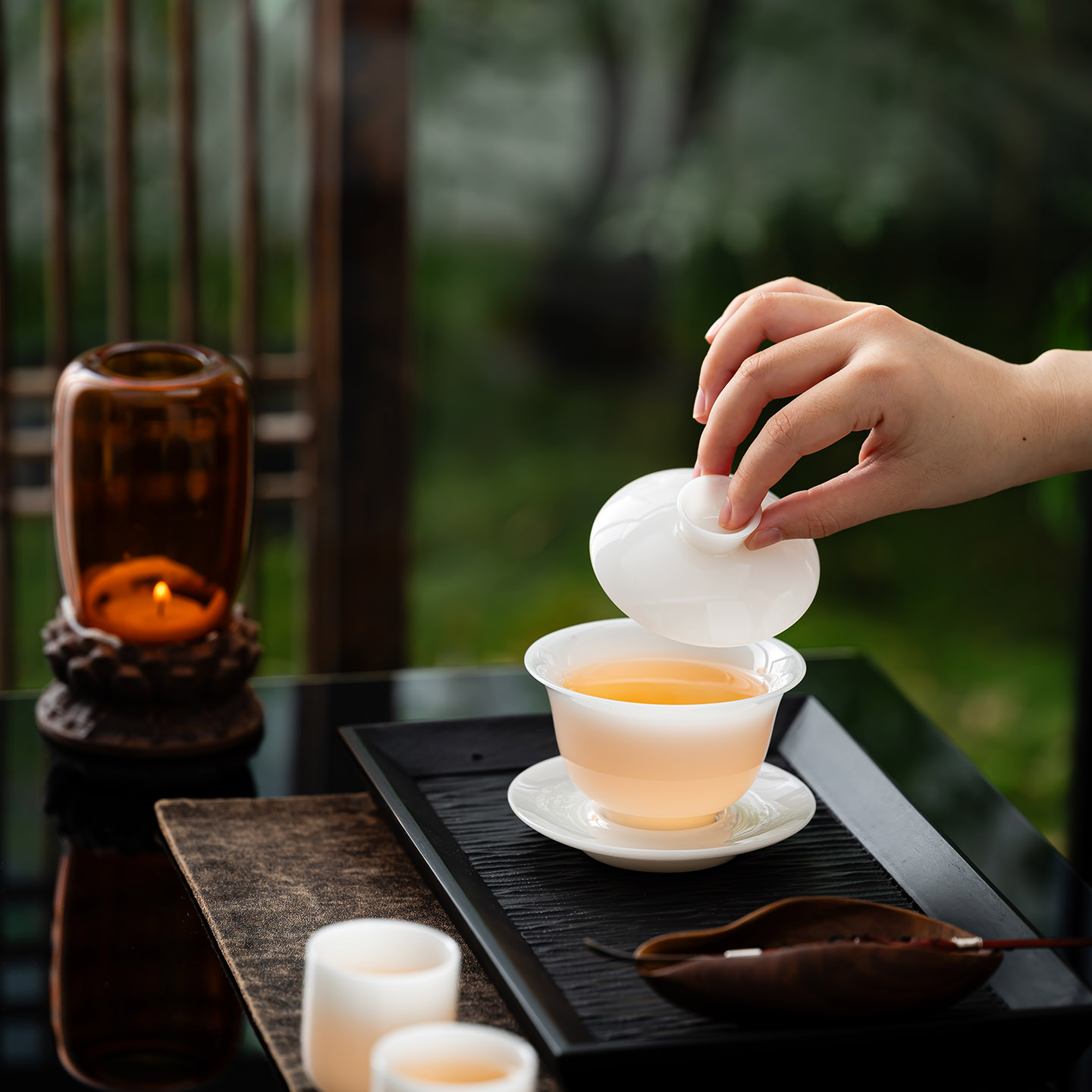 德化璞玉白瓷品茗杯通透薄胎茶杯功夫茶具家用中式茶碗泡茶盖碗