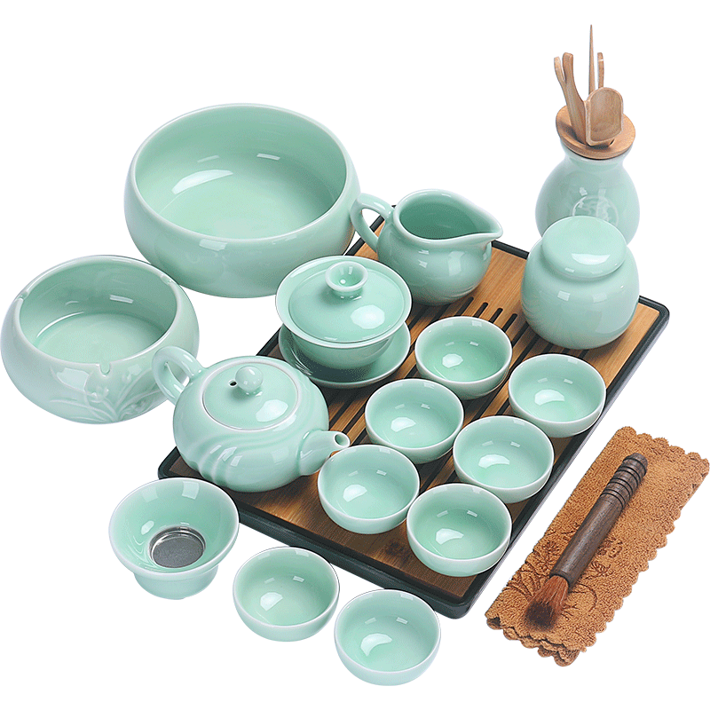 青瓷组合功夫茶具套装小清新竹