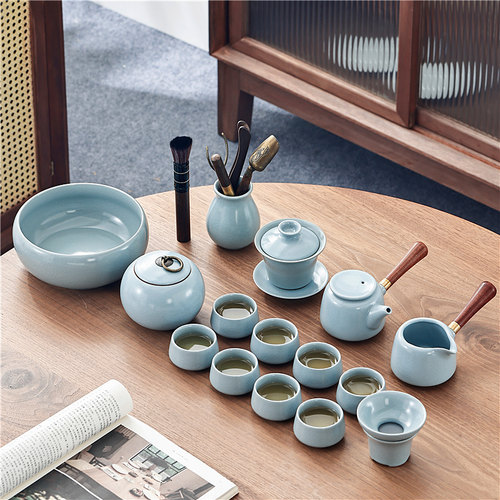 功夫茶具套装汝窑开片裂纹新款