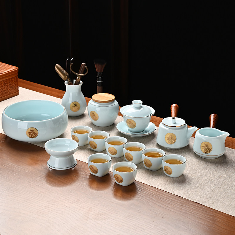 功夫茶具套装轻奢简约贴金堆料