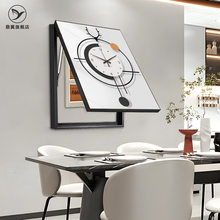 电表箱装饰画 画带钟表竖版遮挡总开 关盒配电箱轻奢高级感免打孔