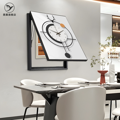 电表箱装饰画 画带钟表竖版遮挡总开 关盒配电箱轻奢高级感免打孔