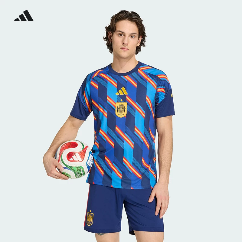 Adidas阿迪达斯2026世界杯西班牙热身训练服运动短袖球衣男KA1906