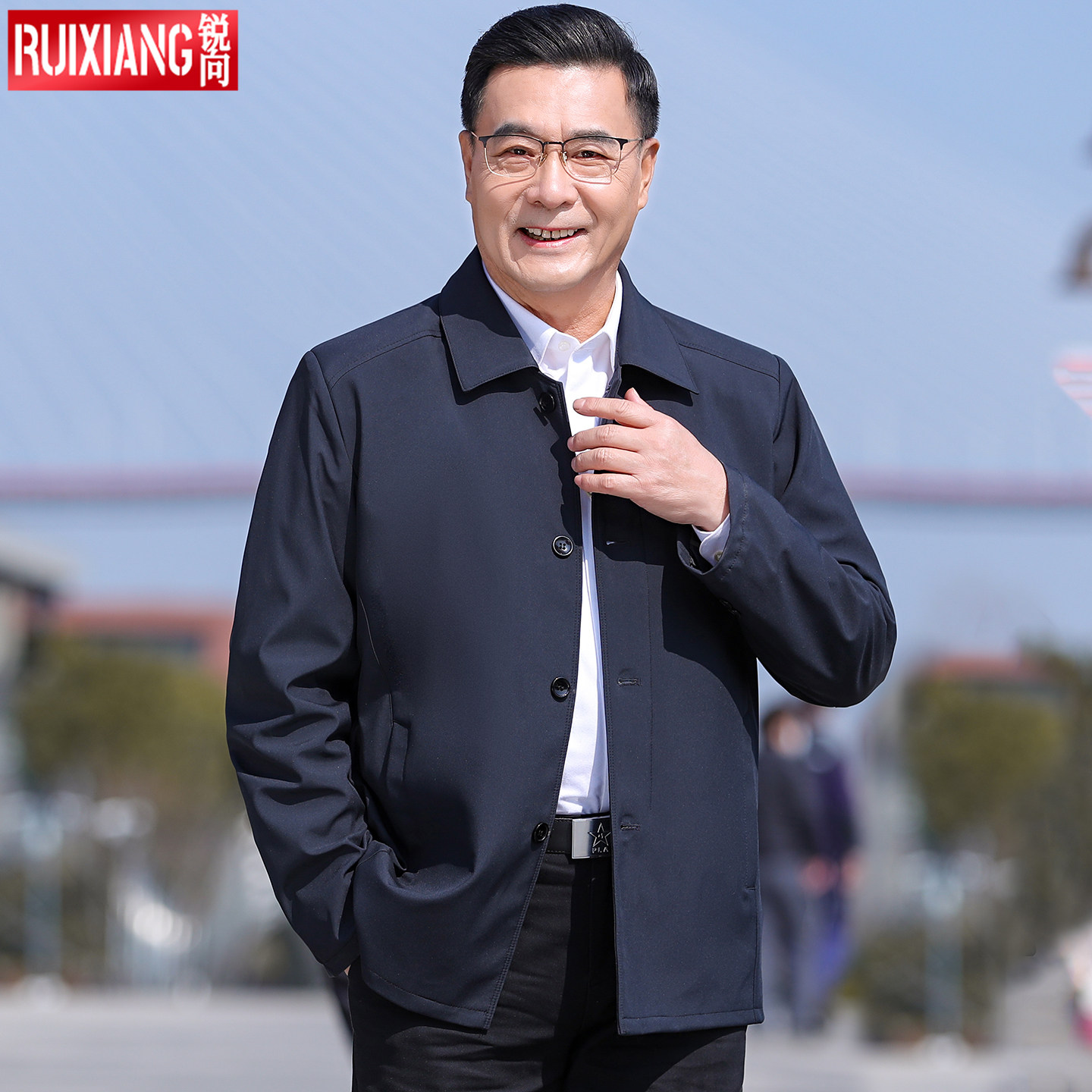春装爸爸装外套男中年男士夹克春秋款中老年人男装老人外穿男上衣
