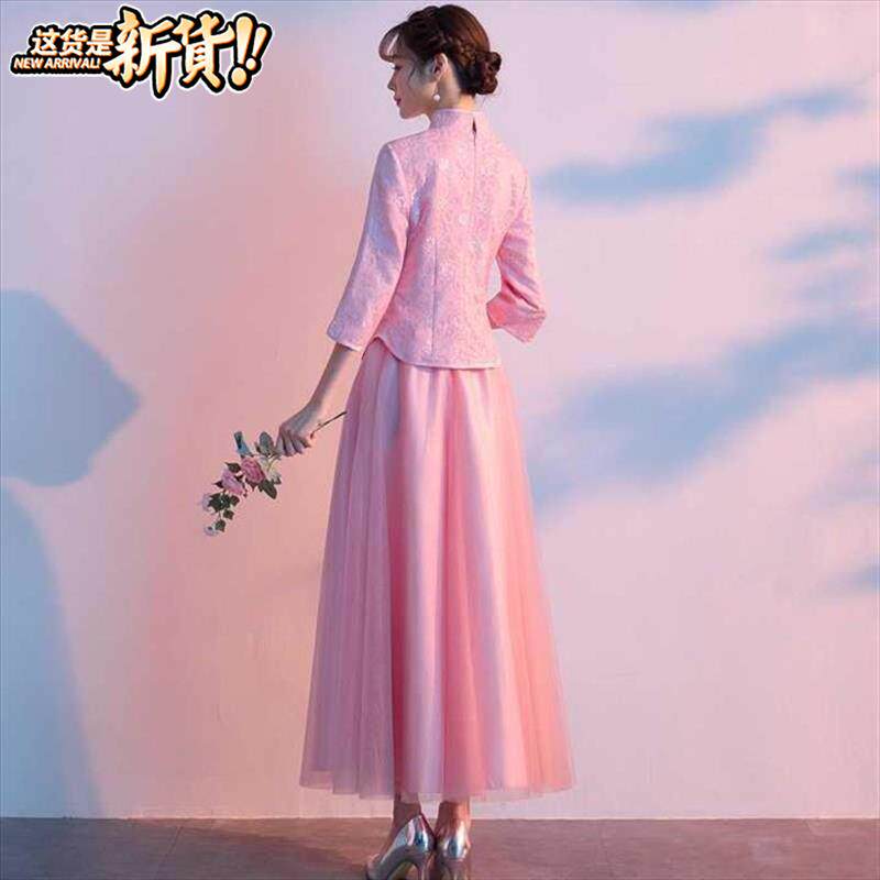 中式伴娘服长款2019秋冬款粉色复古结婚伴娘a团礼服姐妹裙合唱礼在类目 女装/女士精品, 婚纱/旗袍/礼服, 礼服/晚装中 - 来自Buy2taobao.com提供专业的淘宝代购服务