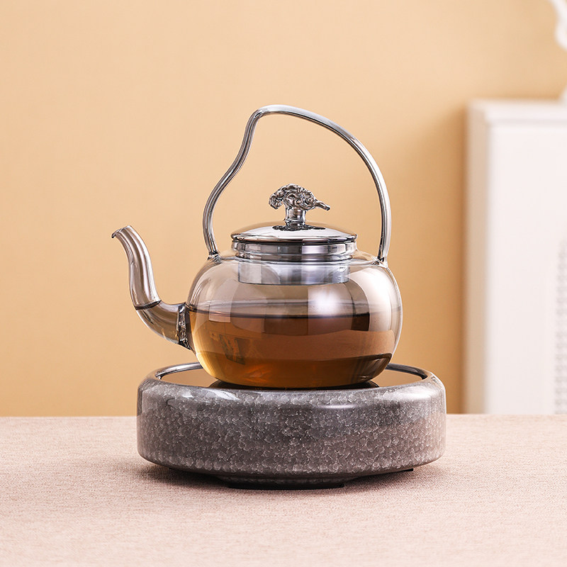 岳恒 静思炉 围炉煮茶烧水黑晶炉泡茶炉煮茶器陶瓷电热玻璃茶壶套