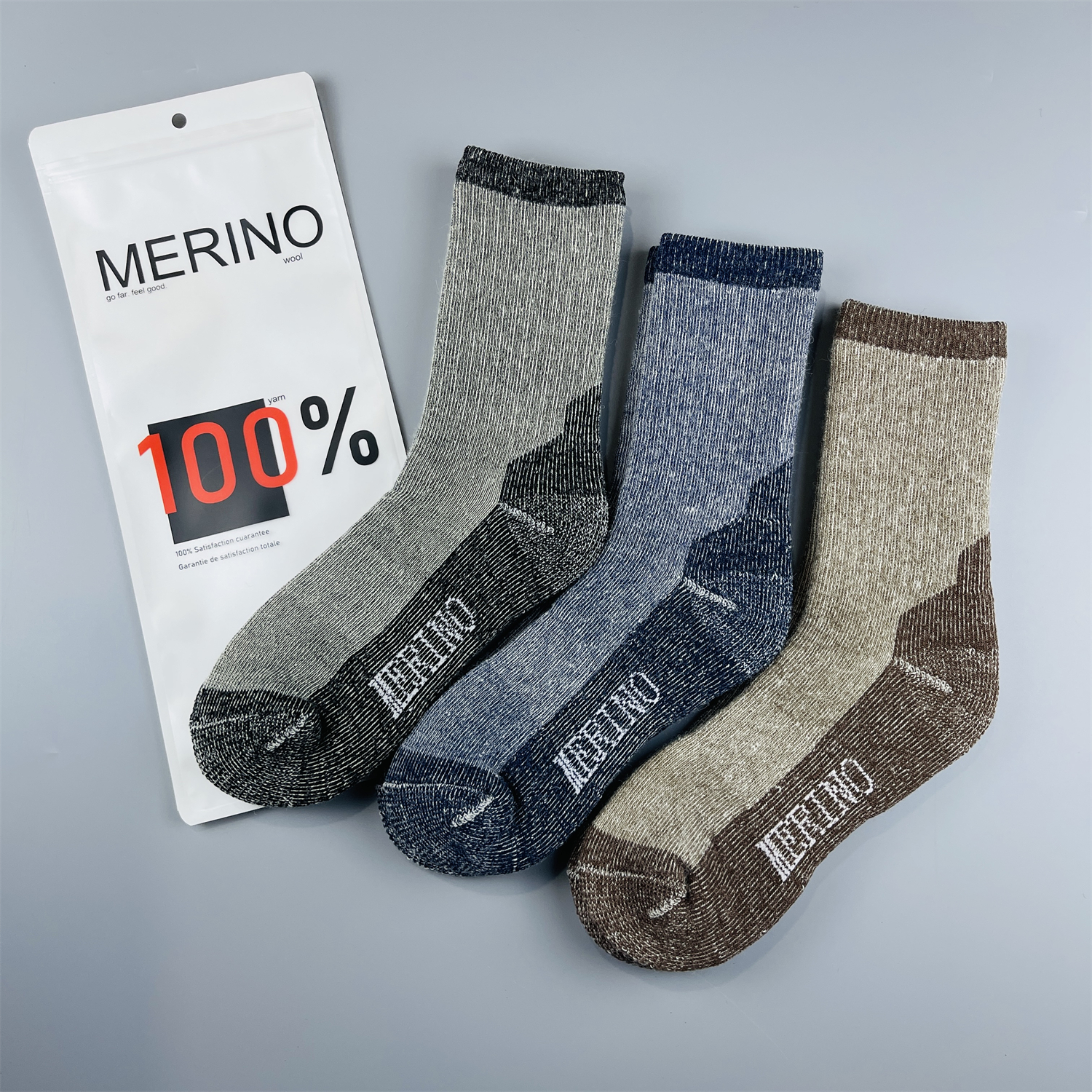 100%美利奴羊毛户外徒步运动袜