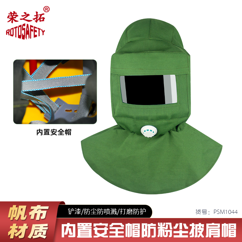 喷砂帽帆布喷砂漆大头帽打磨弯玻璃风帽工业披肩防尘防溅风沙面罩